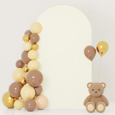 Imagem de FOTSHARER Capa de arco de casamento 1,8 m marfim elastano arco de pano de fundo redondo Chiara para arco de aniversário capas de arco creme, cenários elásticos para decoração de banquetes de chá de