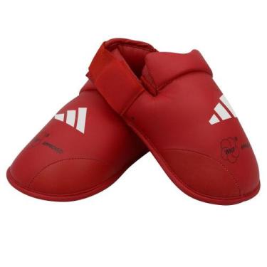 Imagem de Protetor de Pé para Caneleira adidas Karate WKF Vermelho, G