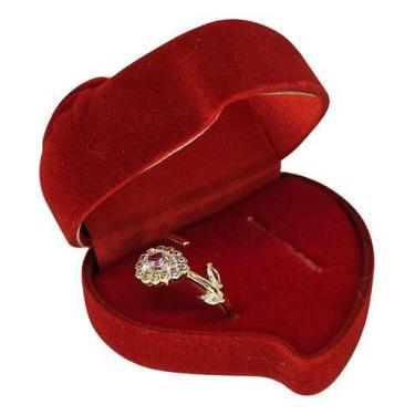 Imagem de Anel Dourado Flor Feminino Banhado Ouro 18k C/ Caixa Brinde - Bellavie