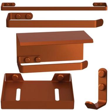 Imagem de Kit de Acessórios Para Banheiro 5 Peças Rose Gold UN MAX - Unidas Stor