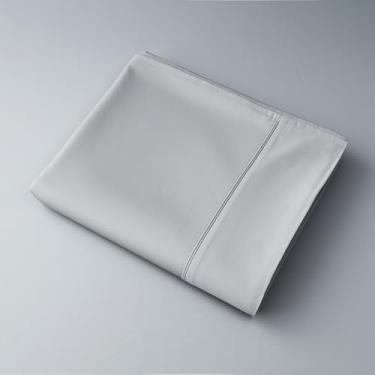 Imagem de Apenas lençóis de algodão, lençol de cima 100% algodão 600 fios, 100% algodão, lençol de cima Queen apenas 1 peça, fresco, respirável, enrugado (cinza Queen 1 peça)