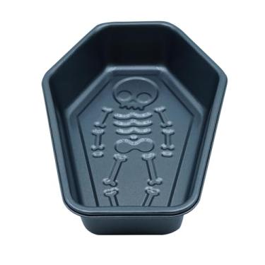 Imagem de TinLeJa Forma de bolo de esqueleto de Halloween, molde de bolo para tábuas de caixão, assadeira antiaderente 3D de alumínio faça você mesmo