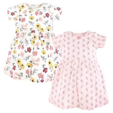 Imagem de Luvable Friends Hudson Baby Vestidos de manga curta 2 unidades, Floral pintado em pastel, 9-12 Meses