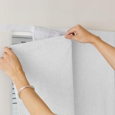 Imagem de Cortinas autoadesivas 100% blackout, persiana preta para janela, coberturas temporárias de tecido, cortinas fáceis de pendurar, sem necessidade de haste, uso para quarto, cozinha, L 152 x C 152 cm, 1