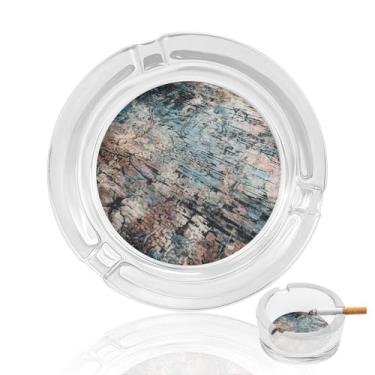 Imagem de Cinzeiro de vidro de cristal com padrão cinza e preto, cinzeiro redondo para fumar de vidro resistente, portátil, decorativo, moderno, para uso em casa, escritório, interior, exterior, pátio