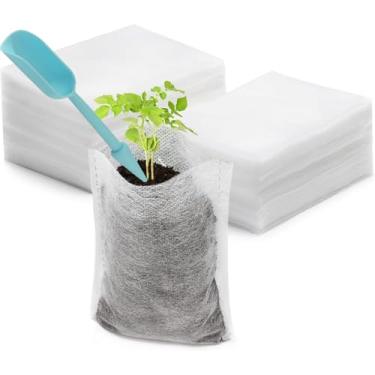 Imagem de Sacos de berçário de sementes biodegradáveis, sacos de cultivo de plantas não tecidos, bolsa de plantas para vasos de mudas de tecido, bolsa de plantas de sementes de jardinagem com colheres de solo