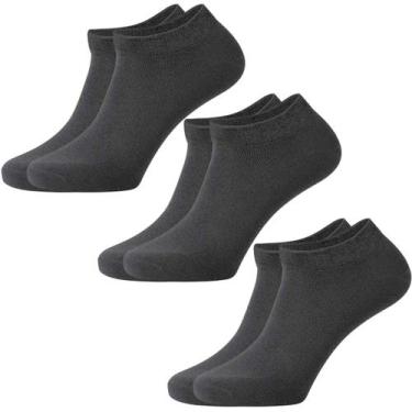 Imagem de 3 Pares de Meias Cano Curto Soquete Unisex Tamanho 38-44 - Mez, Preto