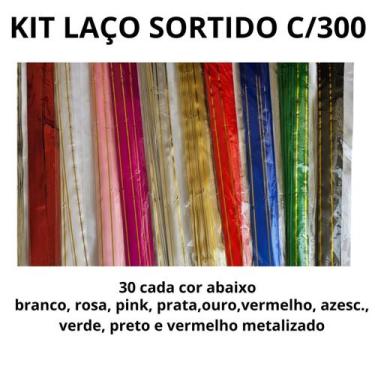 Imagem de laço fácil c/filete ouro 18mmx33cm c/280 unidades sortido - ydh