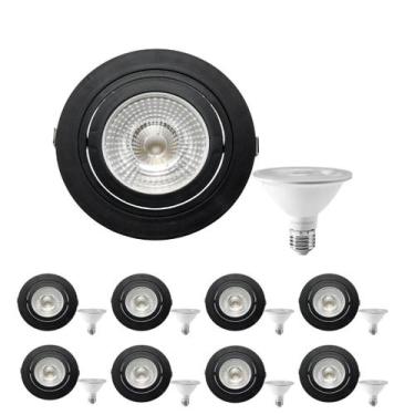 Imagem de 9 Spot Embutir Face Plana PAR30 + 1 Lâmpada LED 10W 6500K E27 - SAVE E