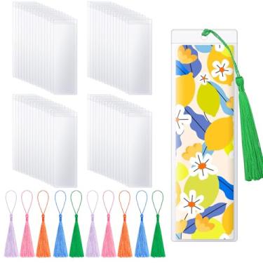 Imagem de HAPY SHOP 50 capas de marcador de página com 50 peças de marcadores de livro borlas de 18 x 5,8 cm de plástico para marcadores de página e marcadores de fotos