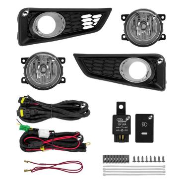 Imagem de Kit Farol de Milha Neblina Honda Novo City 2014 2015 2016 2017 + Moldura Aro Cromo + Kit Lâmpada Super LED 6000K