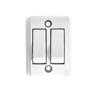 Imagem de Interruptor Retangular 10A 250V~ Branco - Pezzi, Simples + Paralelo