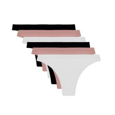 Imagem de Kit 6 Calcinhas Tangas Trifil C04403/4403 Preto/Branco/Chocolate, Sort