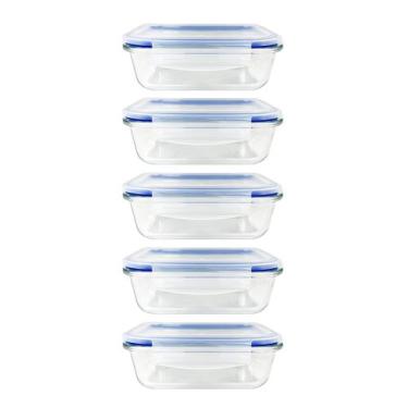 Imagem de Kit 5 Potes Herméticos Marmita de Vidro 640ml - DECORPLACE