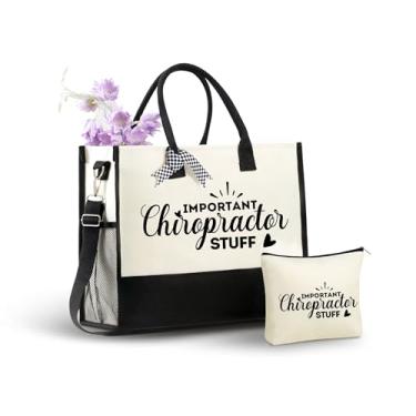 Imagem de InnoBeta Presentes de quiropraxia para mulheres, bolsa de lona, bolsa com fecho de zíper superior e alça de ombro para aniversário, dia das mães, Natal