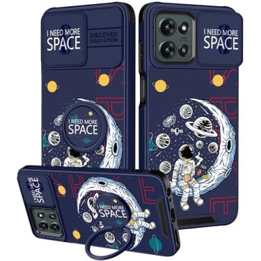 Imagem de Funermei Capa para Moto G 5G 2025 - Capa de telefone feminina bonita estética astronauta espaço design exclusivo com capa de câmera e suporte de anel Funda para Motorola G 5G 2025