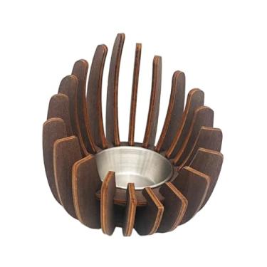 Imagem de IEUDNS Porta-velas de madeira para velas, decorativo, de madeira, para artesanato doméstico, porta-velas, castiçal de madeira para sala de jantar, presente