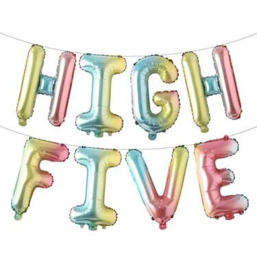 Imagem de High Five Balloon Banner Baby Boys Girls Happy 5th Birthday Party Supplies Multicolor 5 Years Anniversary Party Decorations Sign Photo Prop (HIGH FIVE Rainbow)