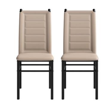 Imagem de Kit 2 Cadeiras Aço Preto Tokio Reforçada Luxo Estofada material sintét