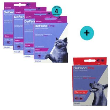 Imagem de Defend Pro Gatos Prevenção de Pulgas em Gatos kit C 4 e Defend Pro Cãe