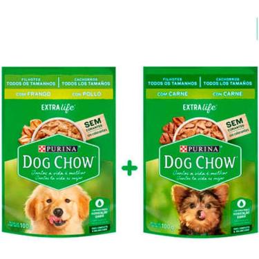 Imagem de Kit Ração Úmida Nestlé Purina Dog Chow Sachê Frango+Carne - 14 Unidades