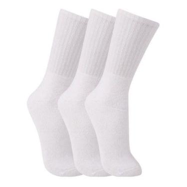 Imagem de Kit 3 Pares Meia Esportiva Trifil Original Cano Alto Atacado, Branco, 