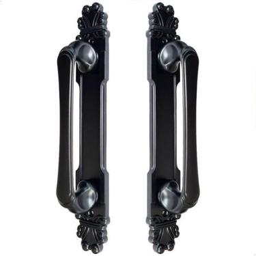 Imagem de Puxador Duplo Mozart 280mm Preto Fosco Porta Pivotante Correr Passagem