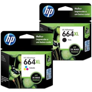 Imagem de Kit Cartuchos Originais HP 664xl Preto + Colorido HP 664 XL
