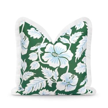 Imagem de Hofdeco Premium Capa de almofada para pátio costeiro interno e externo apenas, 50,8 cm x 50,8 cm repelente de água para quintal, sofá, verde bebê azul estampa flores tropicais hisbucs
