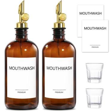 Imagem de Dispensador de enxaguatório bucal TOLDATLI Amber Glass 500 mL com copo