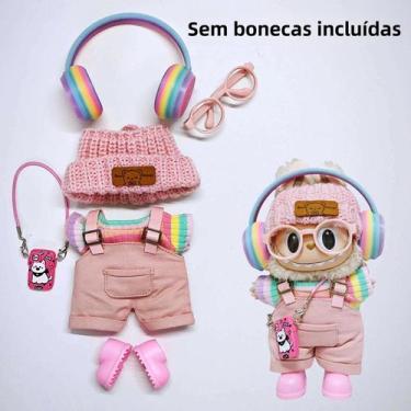 Imagem de Macacão De Tecido Rosa Labubu Para Bebês De 15cm-17cm, Acompanhado De 
