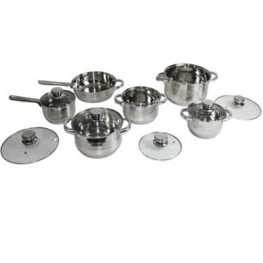 Imagem de Conjunto De 12 PeçAs De Panelas De AçO InoxidáVel Com Vidro Badequadas Para FogõEs De InduçãO E FogõEs A GáS