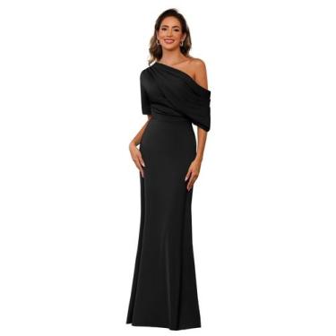 Imagem de Vestido BITALY Plus Size Mother of the Bride preto acetinado 20W