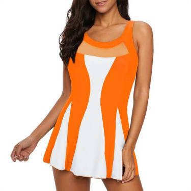 Imagem de Capa de maiô Zando Orange White Plus Size para mulheres