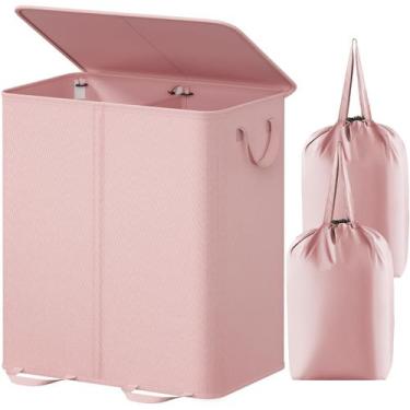 Imagem de Cesto de roupa suja Lifewit Double com tampa e sacos removíveis 155L