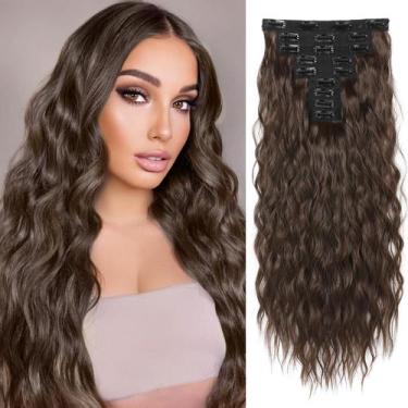 Imagem de Extensões de cabelo REECHO HE009 Clip em chocolate amargo de 24"