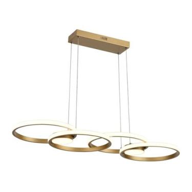 Imagem de Pendente Led 48W 4000K Branco Neutro 3400 Lumens Dourado 84 cm Bivolt 