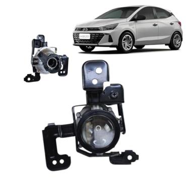 Imagem de Farol de Milha Auxiliar Hb20 2023 Lente Vidro Lisa e Metal Lado Direito