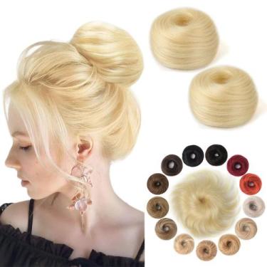 Imagem de Coque de cabelo KISANOF Natural Curly Human Hair Loiro (2 unidades)