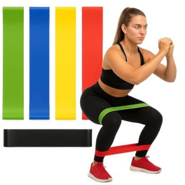 Imagem de Kit 5 Faixas Elásticas para Treino – Bandas De Exercício Para Pernas, Glúteos, Braços e Abdômen – Treino Funcional, Yoga, Pilates, Musculação e Fisioterapia – 5 Níveis de Intensidade