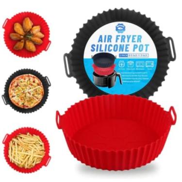 Imagem de Forma Silicone para Air Fryer Assadeira Cesto Fritadeira Elétrica De 20cm e 16cm