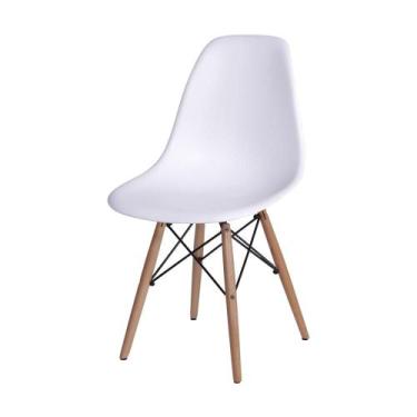 Imagem de Cadeira Infantil Eames DSW Polipropileno Branca Base Madeira - Ór Desi
