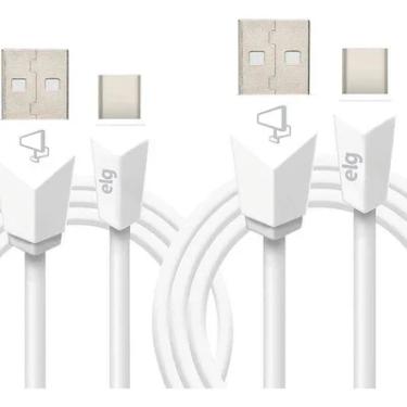 Imagem de Kit Cabo Usb Tipo-c, Sincronização E Recarga 12w 2.4a, Kit 1 Metro + 2 Metros, Branco, Cmbc12wh, Elg