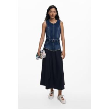 Imagem de Desigual Vestido feminino jeans sem mangas, Azul, P