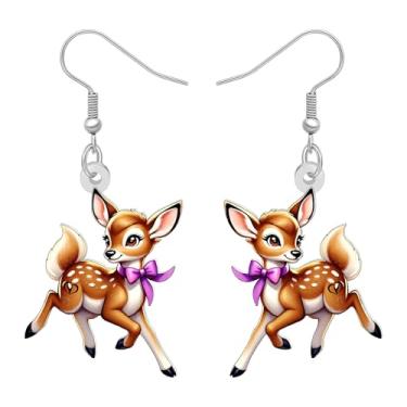 Imagem de LONYOO Brincos de cervo sika fofos de acrílico pendurados, brincos de rena Chrismtas, joias de fulvo, presentes para amantes de animais da floresta, presentes para mulheres e mães, Medium, Acrílico