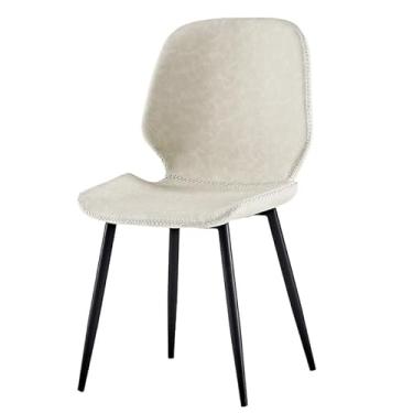 Imagem de Cadeira de jantar contemporânea de couro PU com pernas de metal - várias cores disponíveis (bege vintage)