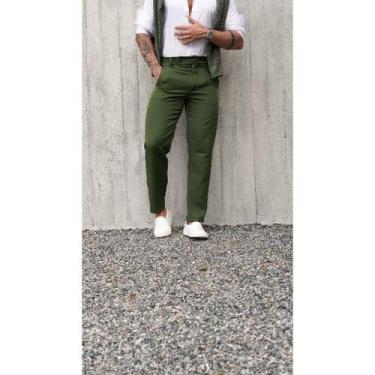 Imagem de Calça Masculina Alfaiataria Italiana - Dennis Beumont, Verde militar, 
