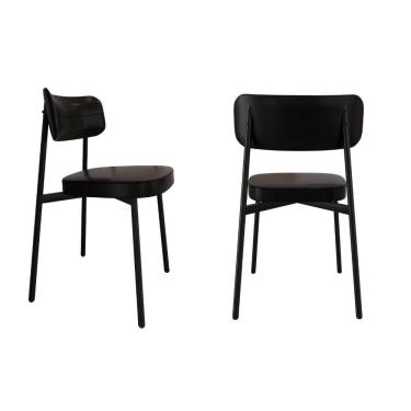 Imagem de Cadeira Alloa Fixa Com 4 Pés 50 X 44,7 X 83,8 Cm Com 2 Unidade Courino Preto