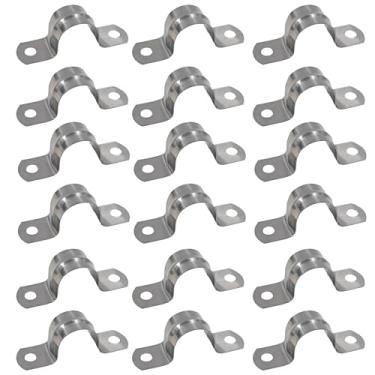 Imagem de STFRBTH 50 peças M25 suporte em U de alça de dois furos, braçadeira de tubo de aço inoxidável, clipes de suporte de conduíte rígido com furos de montagem para fixação de cabos e tubos