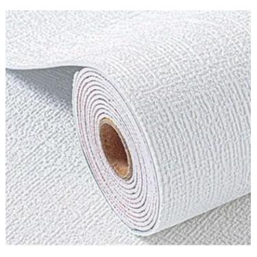 Imagem de Papel De Parede Adesivo Textura Linho Cor Sólida - Acabamento Moderno e Minimalista, Autocolante para Escritório, Sala e Quarto(Branco,3Metros x 50cm-1.5m²)